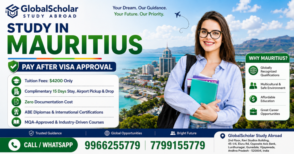 Study in Mauritius for Indian students with GlobalScholar Study Abroad Vijayawada