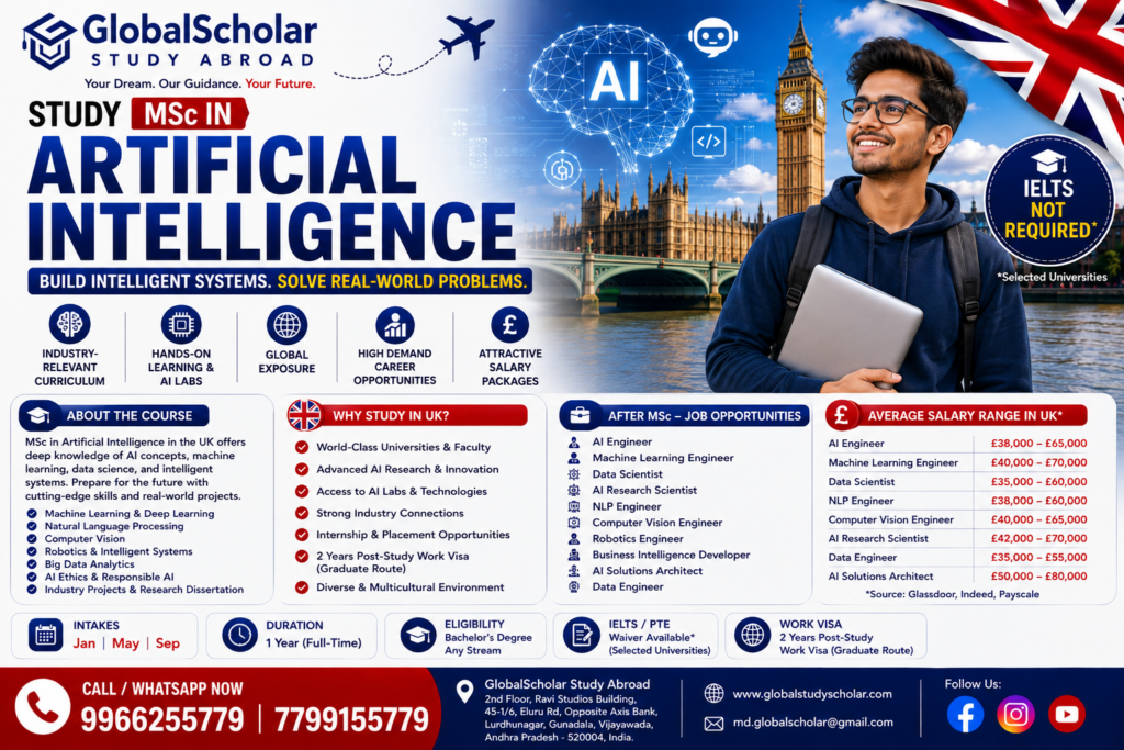 MSc Artificial Intelligence in UK 2026 – Study AI with GlobalScholar Study Abroad