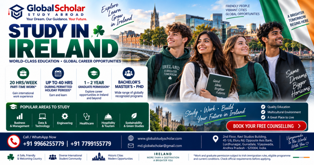 Study in Ireland 2026 for Indian students | GlobalScholar Study Abroad