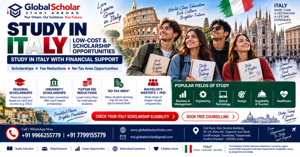 Study in Italy 2026 with scholarships and financial support